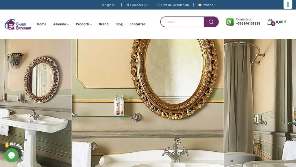 Charm Bathroom — public website Charm Bathroom website homepage.