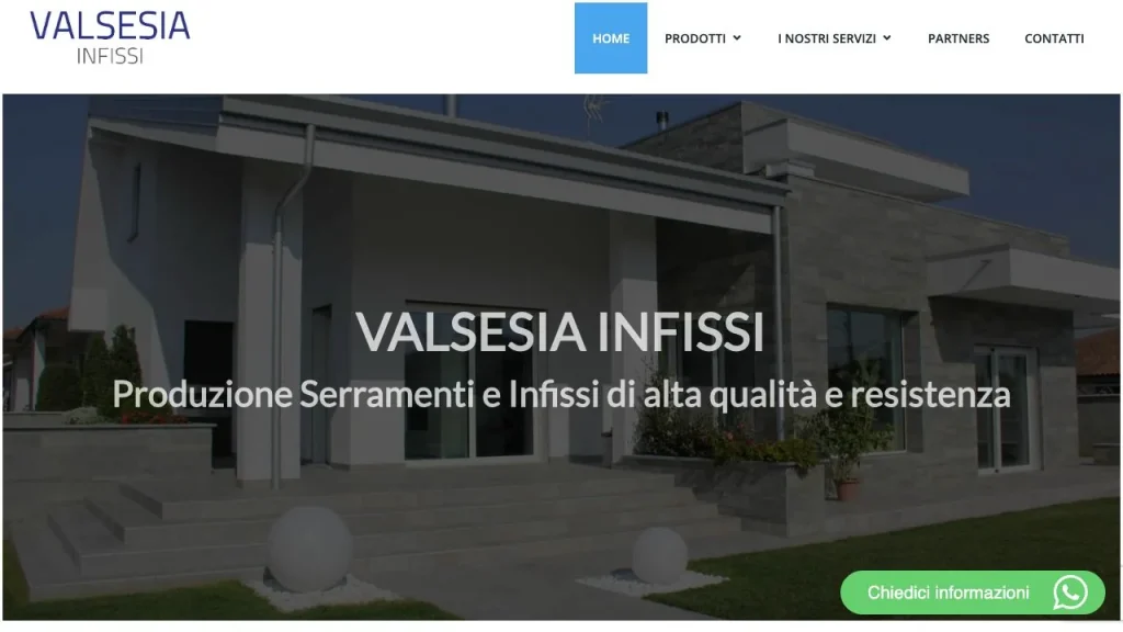 Valsesia Infissi — public website Valsesia Infissi website homepage.