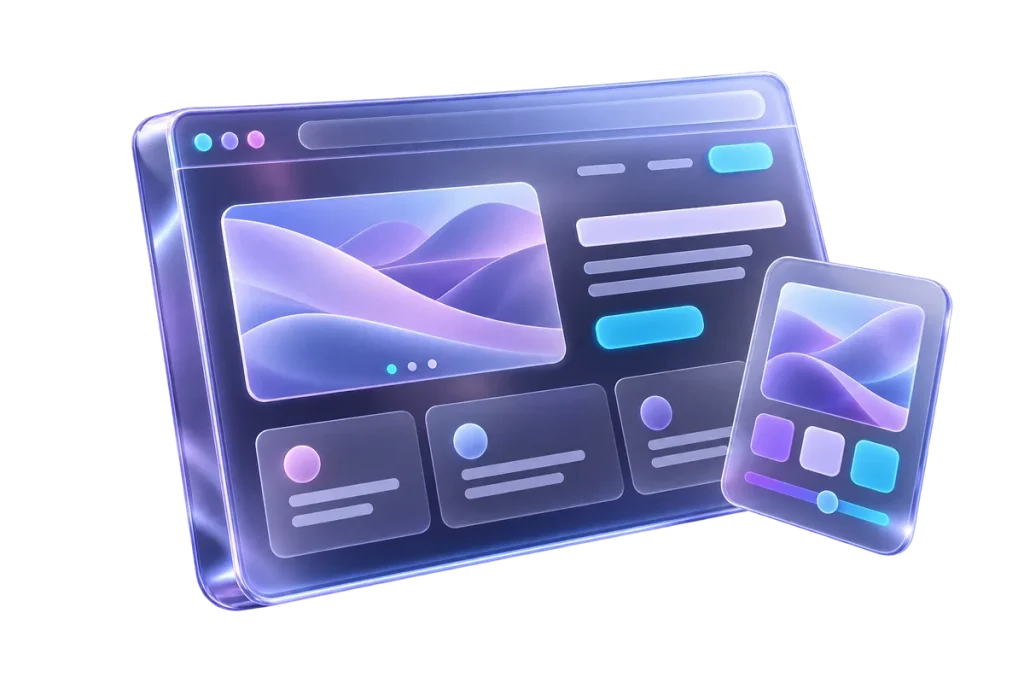 Siti web — illustrazione servizio MTOweb Finestra di un sito web con layout e interfaccia responsive.