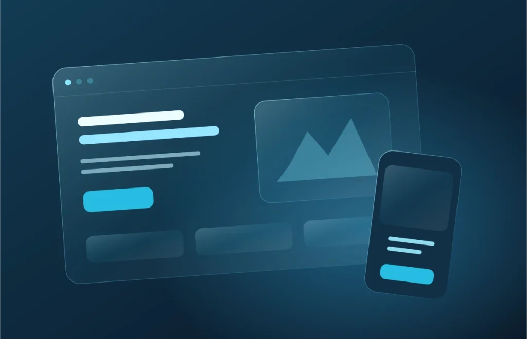 web-commerce Interfacce di un sito web su computer e smartphone.